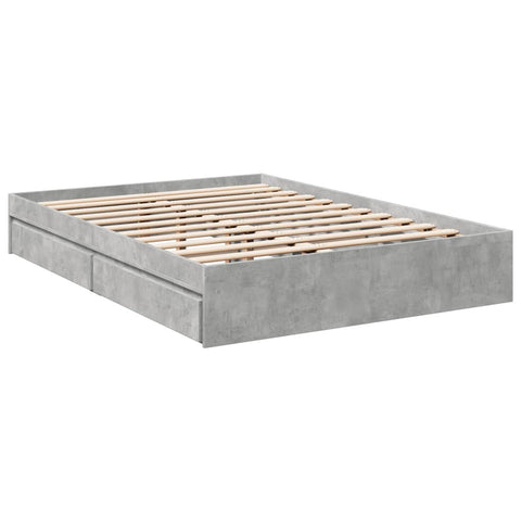 vidaXL Bed Frame with Drawers without Mattress Concrete Grey 140x190 cm