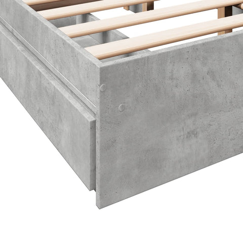 vidaXL Bed Frame with Drawers without Mattress Concrete Grey 140x190 cm