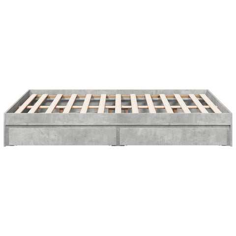 vidaXL Bed Frame with Drawers without Mattress Concrete Grey 135x190 cm Double