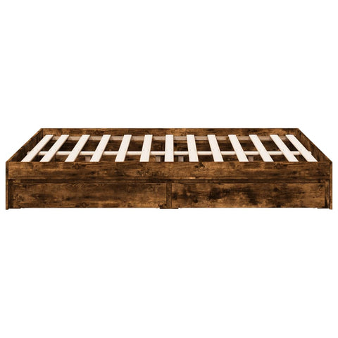 vidaXL Bed Frame with Drawers without Mattress Smoked Oak 135x190 cm Double