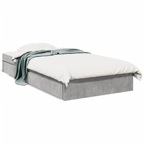 vidaXL Bed Frame with Drawers without Mattress Concrete Grey 75x190 cm Small Single