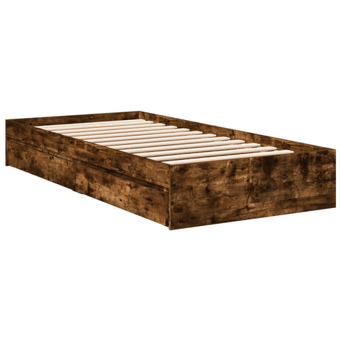 vidaXL Bed Frame with Drawers without Mattress Smoked Oak 75x190 cm Small Single