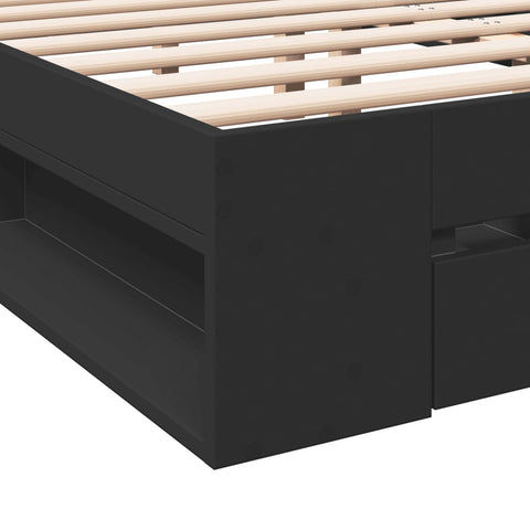 vidaXL Bed Frame with Drawers without Mattress Black 200x200 cm