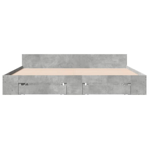 vidaXL Bed Frame with Drawers without Mattress Concrete Grey 200x200 cm