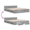 vidaXL Bed Frame with Drawers without Mattress Grey Sonoma 160x200 cm