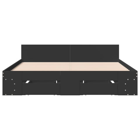 vidaXL Bed Frame with Drawers without Mattress Black 150x200 cm King Size