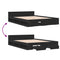vidaXL Bed Frame with Drawers without Mattress Black 150x200 cm King Size