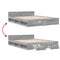 vidaXL Bed Frame with Drawers without Mattress Grey Sonoma 140x200 cm