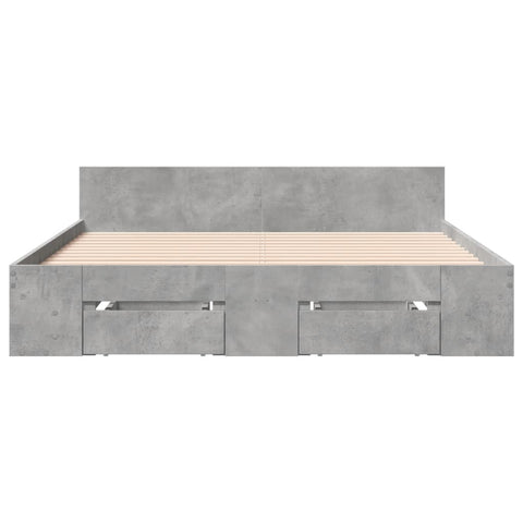 vidaXL Bed Frame with Drawers without Mattress Concrete Grey 120x200 cm
