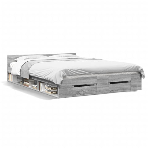 vidaXL Bed Frame with Drawers without Mattress Grey Sonoma 120x200 cm