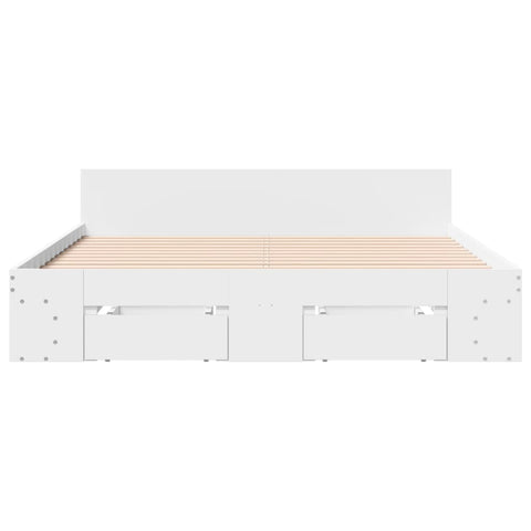 vidaXL Bed Frame with Drawers without Mattress White 140x190 cm