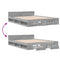vidaXL Bed Frame with Drawers without Mattress Grey Sonoma 140x190 cm