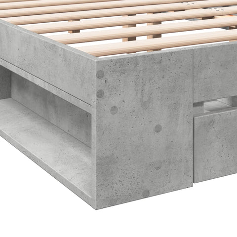 vidaXL Bed Frame with Drawers without Mattress Concrete Grey 135x190 cm Double