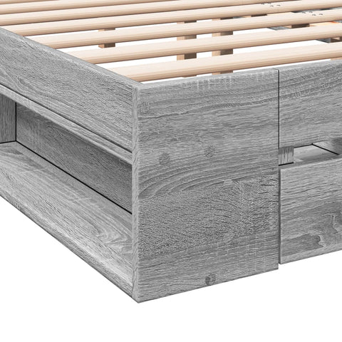 vidaXL Bed Frame with Drawers without Mattress Grey Sonoma 135x190 cm Double