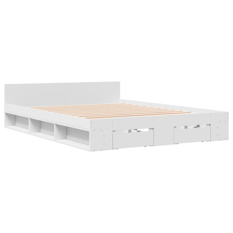 vidaXL Bed Frame with Drawers without Mattress White 120x190 cm Small Double