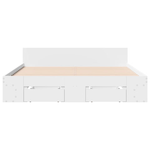 vidaXL Bed Frame with Drawers without Mattress White 120x190 cm Small Double