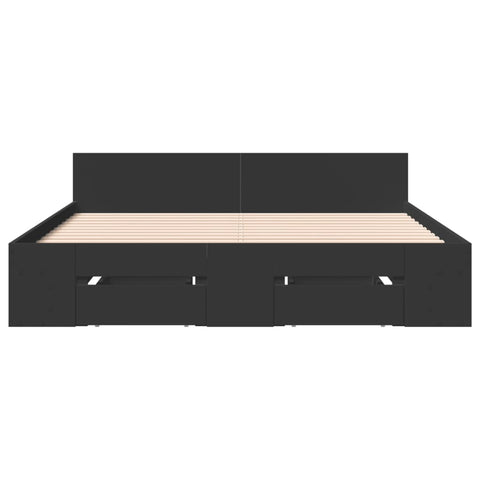 vidaXL Bed Frame with Drawers without Mattress Black 120x190 cm Small Double