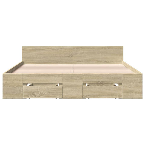 vidaXL Bed Frame with Drawers without Mattress Sonoma Oak 120x190 cm Small Double