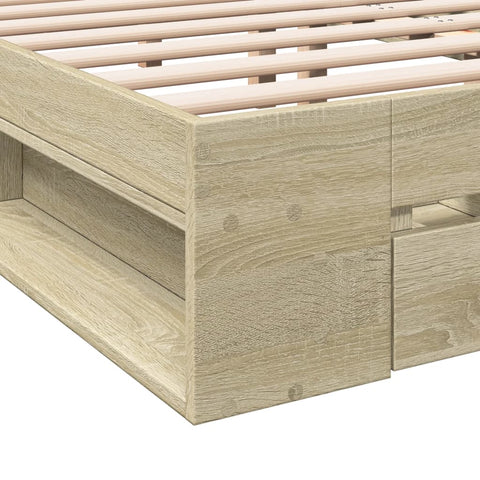 vidaXL Bed Frame with Drawers without Mattress Sonoma Oak 120x190 cm Small Double