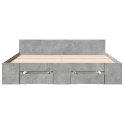 vidaXL Bed Frame with Drawers without Mattress Concrete Grey 120x190 cm Small Double