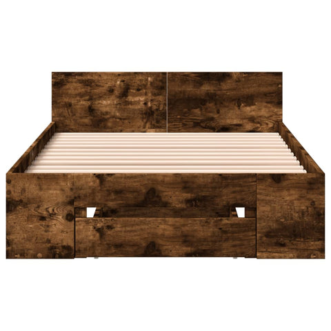 vidaXL Bed Frame with Drawer without Mattress Smoked Oak 90x190 cm Single