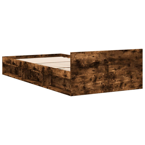 vidaXL Bed Frame with Drawer without Mattress Smoked Oak 90x190 cm Single