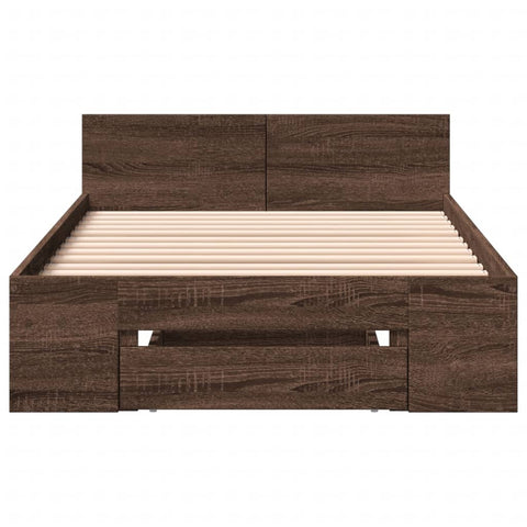 vidaXL Bed Frame with Drawer without Mattress Brown Oak 90x190 cm Single