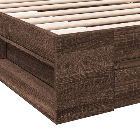 vidaXL Bed Frame with Drawer without Mattress Brown Oak 90x190 cm Single