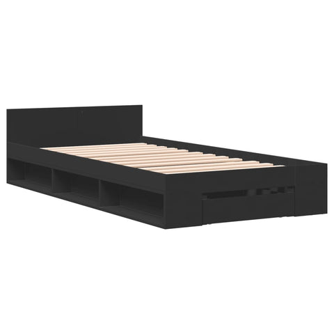 vidaXL Bed Frame with Drawer without Mattress Black 100x200 cm
