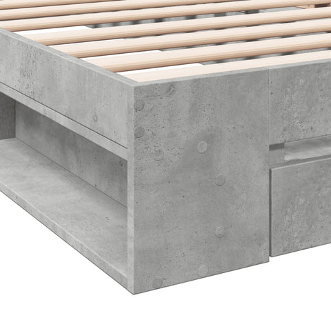 vidaXL Bed Frame with Drawer without Mattress Concrete Grey 100x200 cm