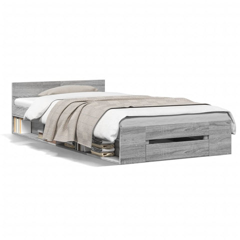 vidaXL Bed Frame with Drawer without Mattress Grey Sonoma 90x200 cm