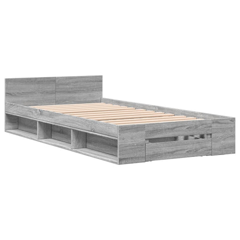 vidaXL Bed Frame with Drawer without Mattress Grey Sonoma 90x200 cm
