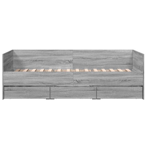 vidaXL Daybed with Drawers without Mattress Grey Sonoma 100x200 cm