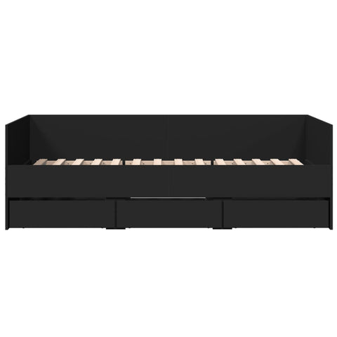vidaXL Daybed with Drawers without Mattress Black 90x200 cm