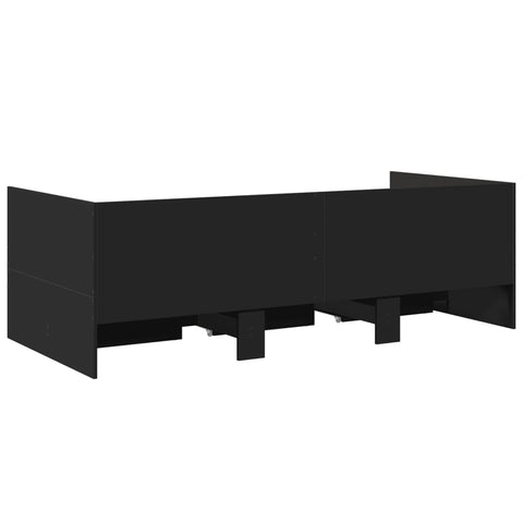 vidaXL Daybed with Drawers without Mattress Black 90x200 cm