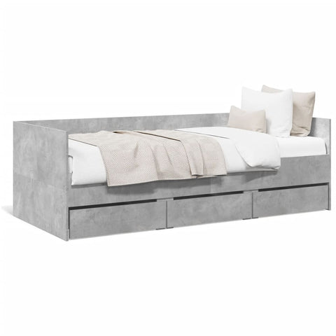 vidaXL Daybed with Drawers without Mattress Concrete Grey 90x200 cm