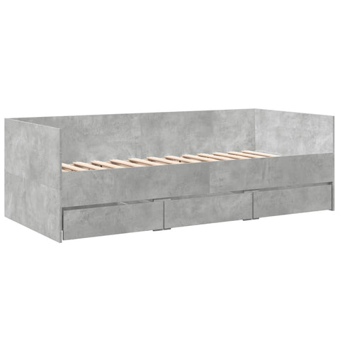 vidaXL Daybed with Drawers without Mattress Concrete Grey 90x200 cm