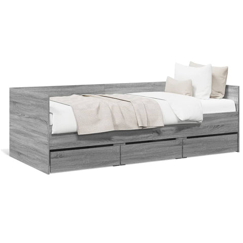 vidaXL Daybed with Drawers without Mattress Grey Sonoma 90x200 cm