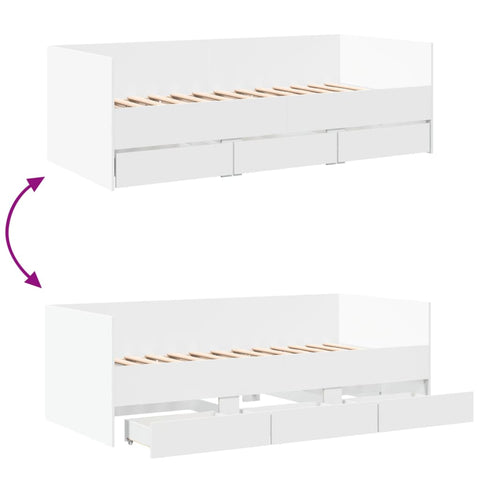 vidaXL Daybed with Drawers without Mattress White 90x190 cm Single