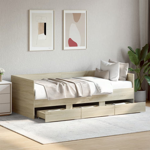 vidaXL Daybed with Drawers without Mattress Sonoma Oak 90x190 cm Single