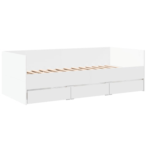 vidaXL Daybed with Drawers without Mattress White 75x190 cm Small Single