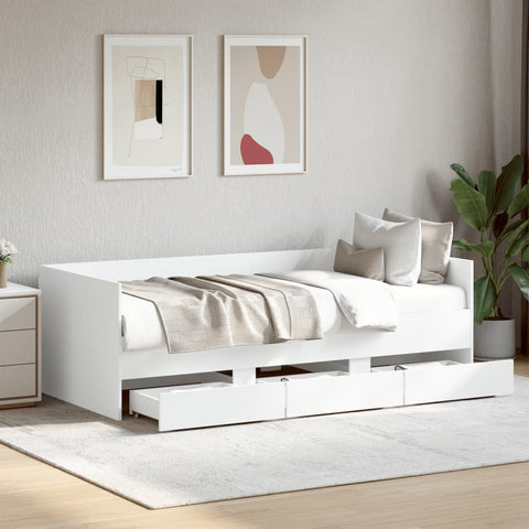 vidaXL Daybed with Drawers without Mattress White 75x190 cm Small Single