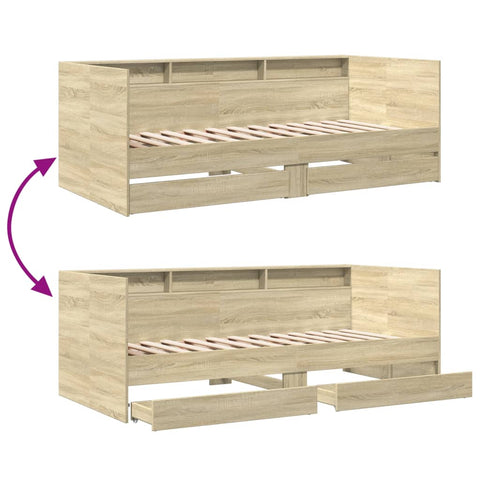 vidaXL Daybed with Drawers without Mattress Sonoma Oak 100x200 cm