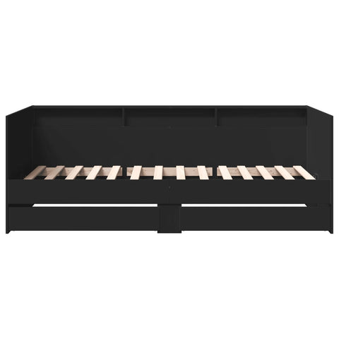 vidaXL Daybed with Drawers without Mattress Black 90x200 cm