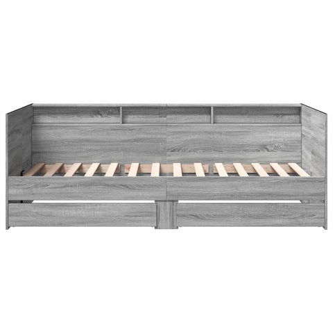 vidaXL Daybed with Drawers without Mattress Grey Sonoma 90x190 cm Single