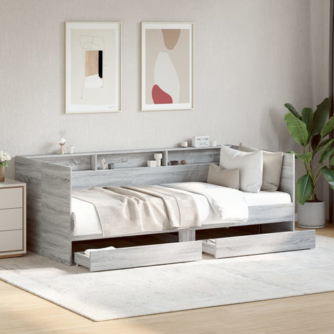 vidaXL Daybed with Drawers without Mattress Grey Sonoma 90x190 cm Single