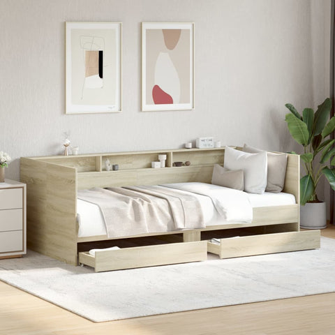 vidaXL Daybed with Drawers without Mattress Sonoma Oak 75x190 cm Small Single