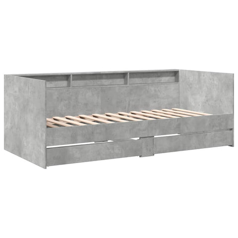 vidaXL Daybed with Drawers without Mattress Concrete Grey 75x190 cm Small Single