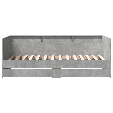 vidaXL Daybed with Drawers without Mattress Concrete Grey 75x190 cm Small Single