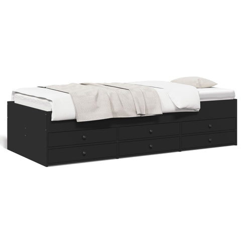 vidaXL Daybed with Drawers without Mattress Black 100x200 cm